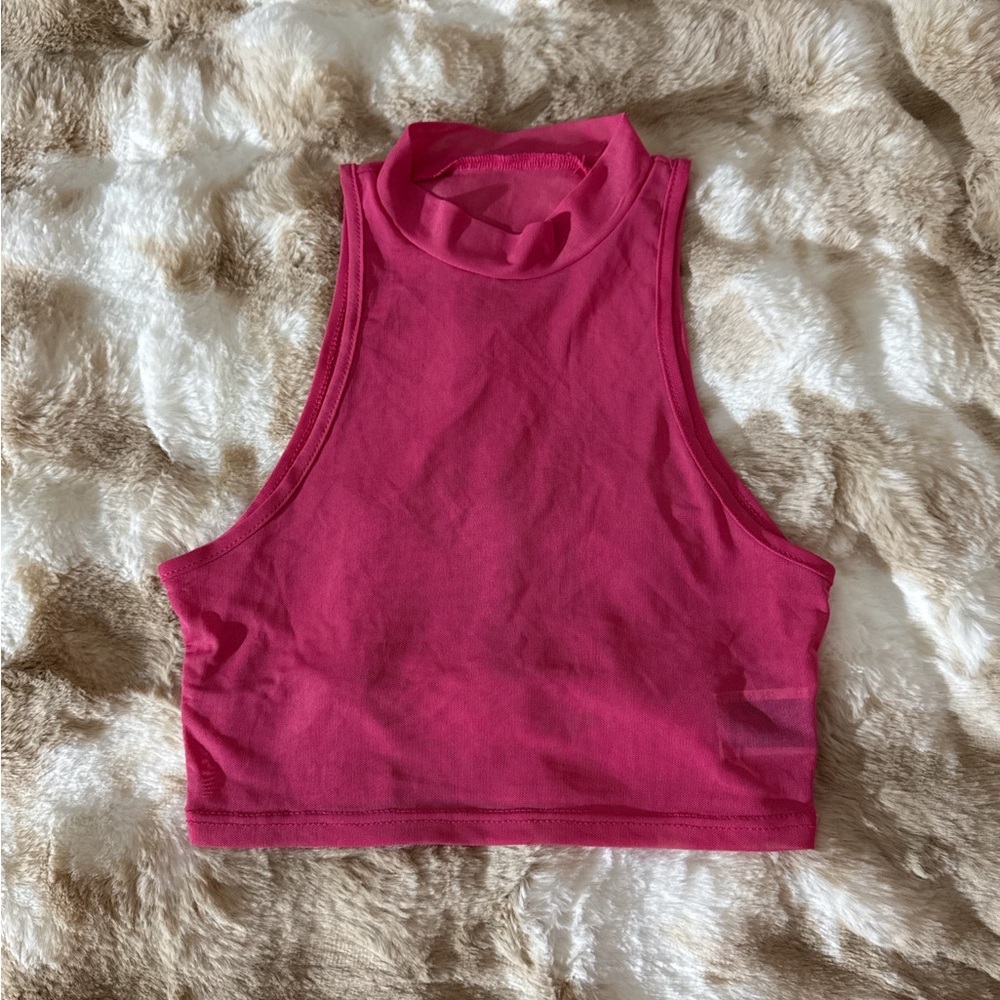 Sleeveless Pink Mock Neck Top